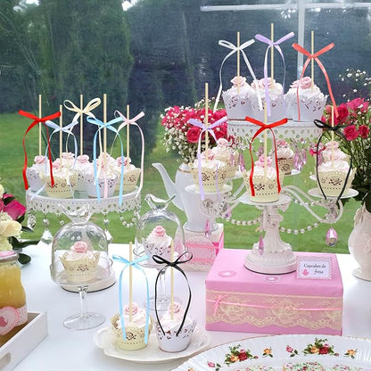 Ephlyn 30Pcs Bow Cupcake Toppers Valentine's Bowknot Ribbons Coquette Bow High - Image 7