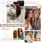 XDhair Clip in Hair Extensions Real Human Hair 120g 18 Inch Balayage Ombre Color 3 Walnut Brown to 8 Ash Brown and 22 Golden Blonde Double Weft Clip in Remy Hair Extensions(18, 3/8/22)