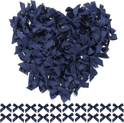 Navy Blue Mini Bows 1.57" 100PCS Small Satin Ribbon Bow by Loomeshribbonforcrafts%EF%BC%81