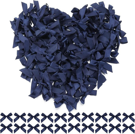 Navy Blue Mini Bows 1.57" 100PCS Small Satin Ribbon Bow by Loomeshribbonforcrafts%EF%BC%81