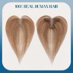 Hair Topper with Side Bangs Human Hair Curtain Bangs Topper for Women,3.54x4.92 T-part Lace Base Real Human Hair Topper Hair Piece for Daily Wear(Side Bangs,Light Brown)