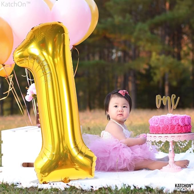 KatchOn, Happy Birthday Number Balloon | Large Mylar Gold Number Balloons - Image 8