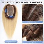 HAIRCUBE Hair Toppers 100% Real Human Hair,Ombre Light Blonde, 5.5"*4" MONO Large Base, 46g Hand-moven Real Human HairToppers for Women with ThinningHair