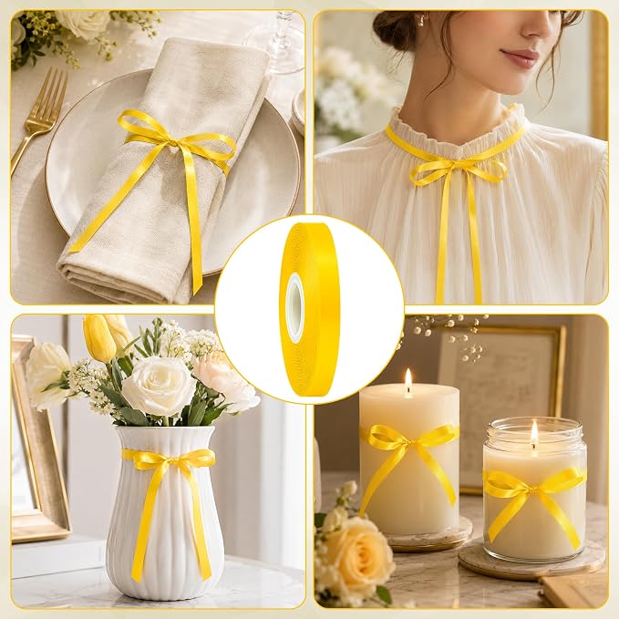 30Yards 3/8In Yellow Thin Ribbon - Image 4