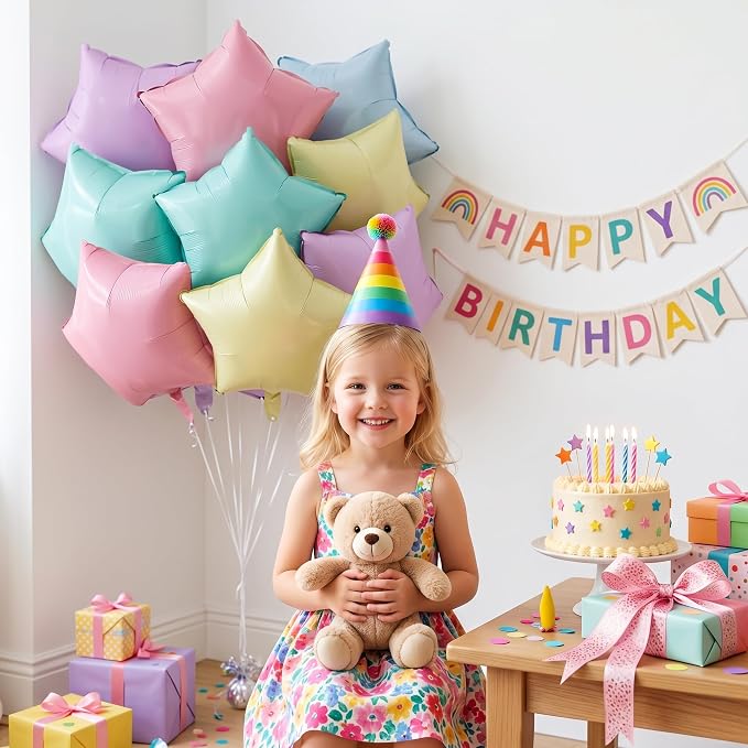 TONIFUL 15 Pack Pastel Colorful Star Foil Balloons | 18 Inch Mylar Star Shaped - Image 3