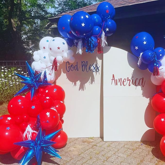 Red Blue White Balloons, 12 Inch Star Printed Red White and Blue - Image 8