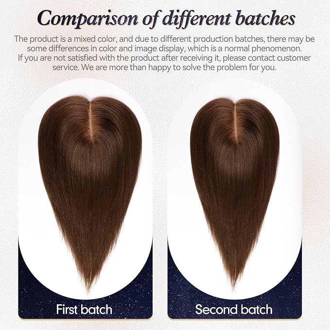 starluck Hair Toppers with Bangs for Women, 5 * 5.5" Large Base, Brown Real Human Toppers for Thinning Hair and Gray Root Coverage