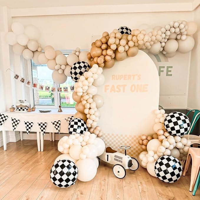 12 Pcs Checkered Balloons, 18 Inch Black and White Checkered Flag Foil Mylar - Image 6