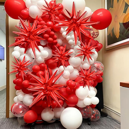 9Pcs Red Star Balloons, Large Explosion Star Foil Balloons, Metallic Red Mylar - Image 6