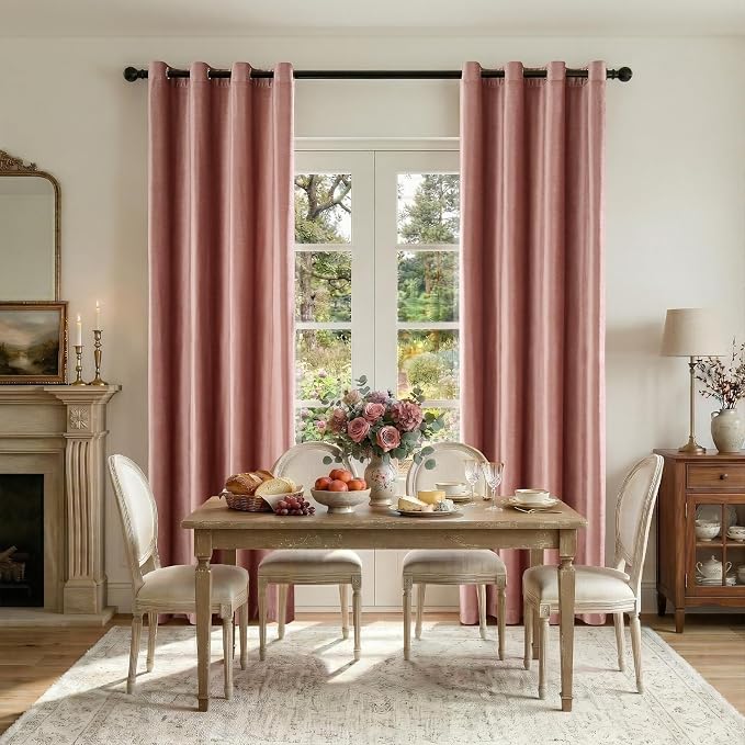 BULBUL Velvet Dusty Pink Blackout Curtains 120 inch Length - Image 4