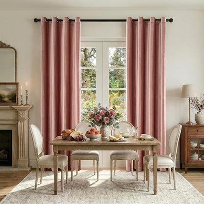 BULBUL Velvet Dusty Pink Blackout Curtains 90 inch Long - Image 4