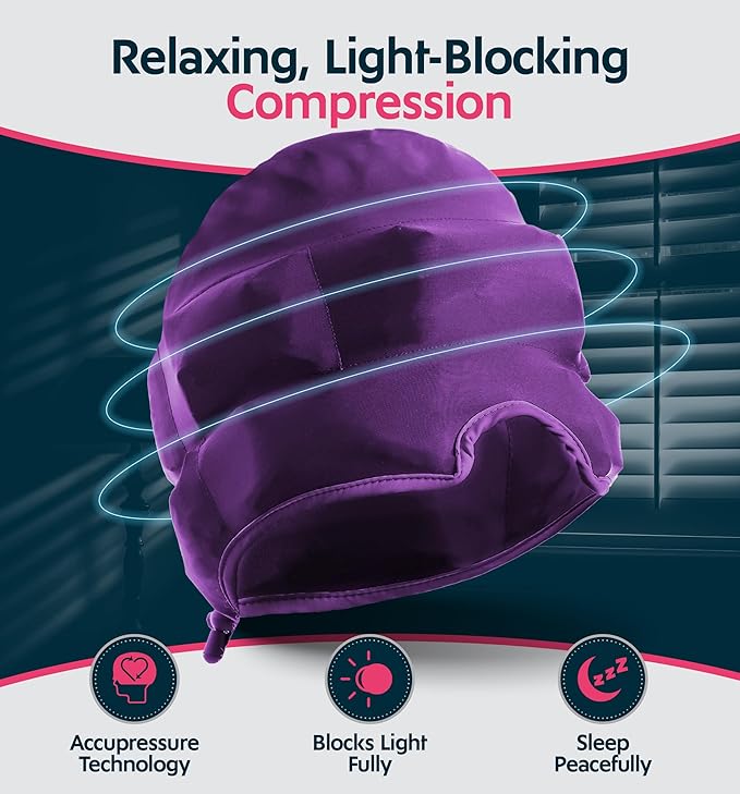 Magic Gel Migraine Ice Head Wrap | Real Migraine & Headache Relief | The Original Headache Cap | Cold, Comfortable, Dark & Cool; Endorsed by Physicians, Loved by Thousands - (2 Pack, Black & Purple)