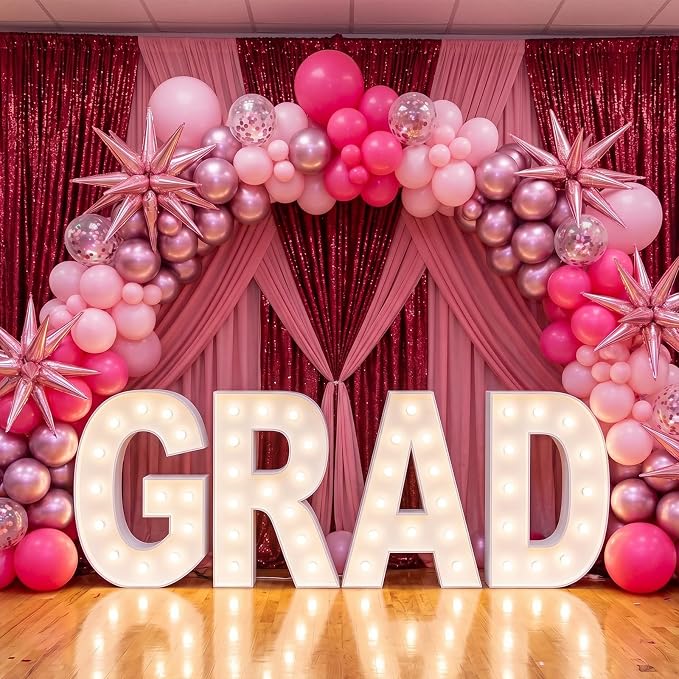 RUBFAC Pink Balloon Arch Kit, Star Latex Balloons - Image 2