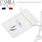 Camila Paris CP3029 French Hair Barrette Clip for Girls, Set of 2 White Rubberized Metal Clasp Strong Hold Grip Hair Clips for Women, No Slip Durable Styling Girls Hair Accessories, Made in France