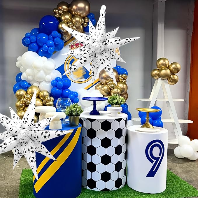 4D Soccer Ball Balloons 32 Inch/Black White Soccer Explosion Star Foil Balloons - Image 7