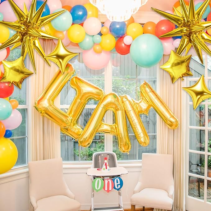 TONIFUL 22Inch 15Pcs Gold Large Explosion Star Mylar Balloons and 10Inch Four - Image 6