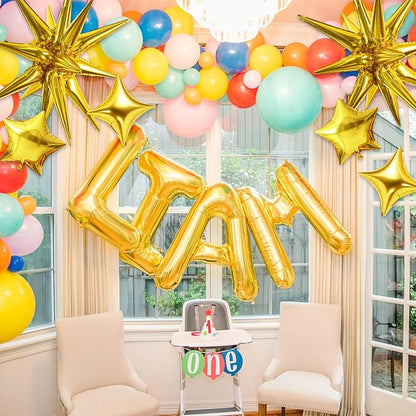 TONIFUL 22Inch 15Pcs Gold Large Explosion Star Mylar Balloons and 10Inch Four - Image 6