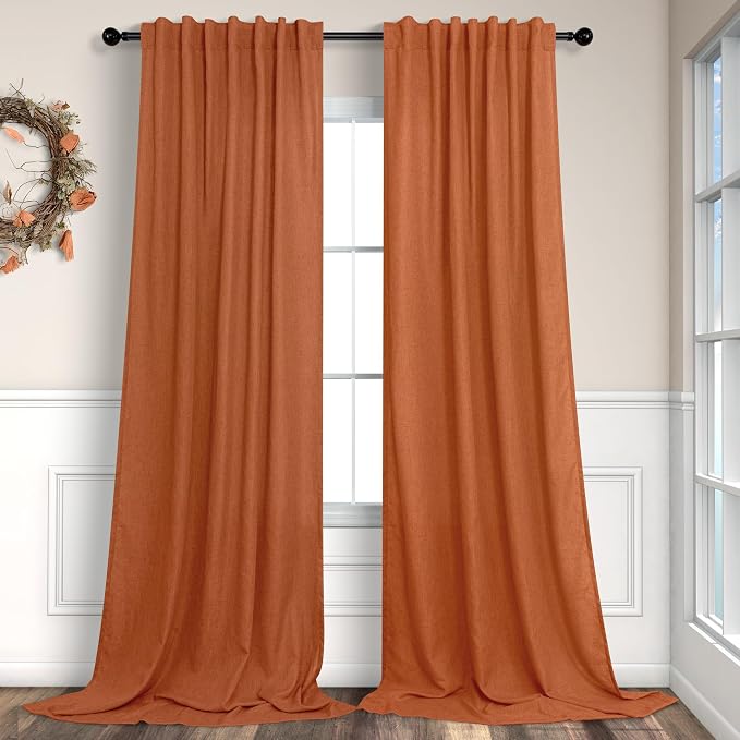 Burnt Orange Curtains 120 Inches Long by Pitalk
