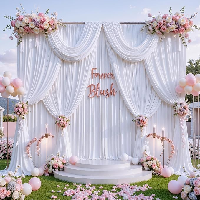 10 ft x 7 ft Wrinkle Free White Backdrop Curtain - Image 6