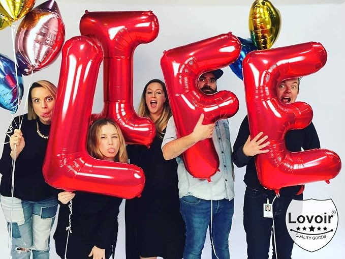 Lovoir 40 Inch Large Red Letter W Balloons Big Size Jumbo Mylar Foil Helium - Image 6
