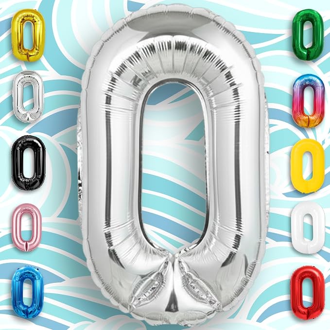 Silver Number Balloon 0 Mylar Foil Balloons 16 inch Small - Image 2