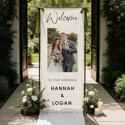 Personalized Wedding Welcome Sign Linen Banner by VIRAGIL