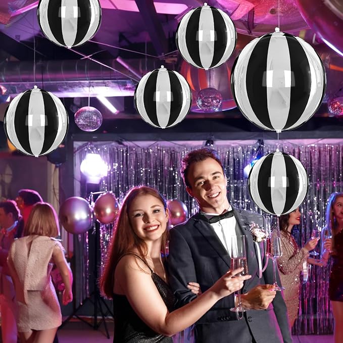 6Pcs Stripe Round Foil Balloons, Giant 4D Round Ball Balloon 22 Inch - Image 5