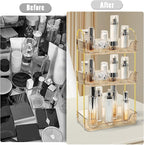 Bathroom Counter Organizer Countertop Storage Skincare Countertop Makeup Organizer Cosmetics Skincare Organizers Holder for Perfume-Amber-Golden Pole-3 Tier