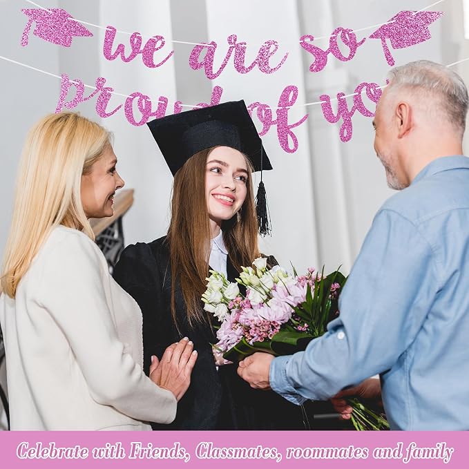 2026 Graduation Decorations Pre-Strung Blingbling We Are So Proud of You Banner - Image 4