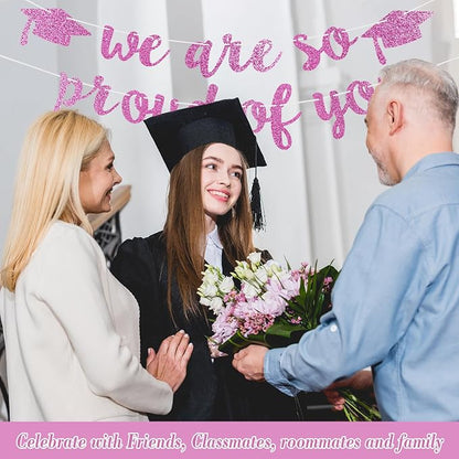 2026 Graduation Decorations Pre-Strung Blingbling We Are So Proud of You Banner - Image 4