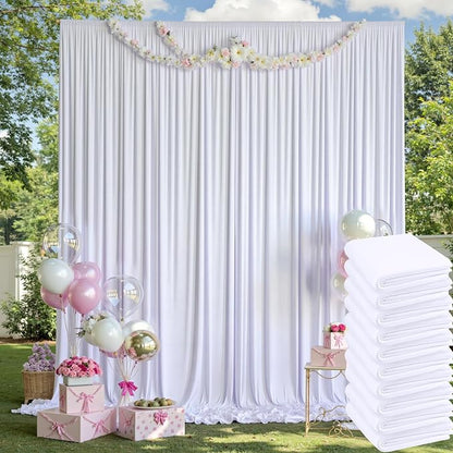 50ft x 14ft Wrinkle Free White Backdrop Curtains - Image 2