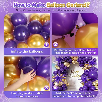 Purple and Gold Balloon Arch Garland Kit 153pcs - Image 3