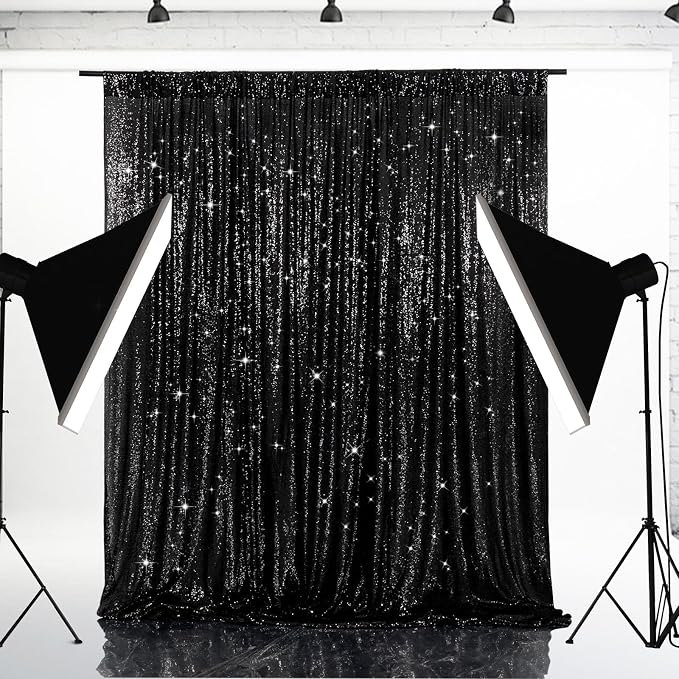 Eternal Beauty Black 3mm Sequin Backdrop 6x6 Ft - Image 3