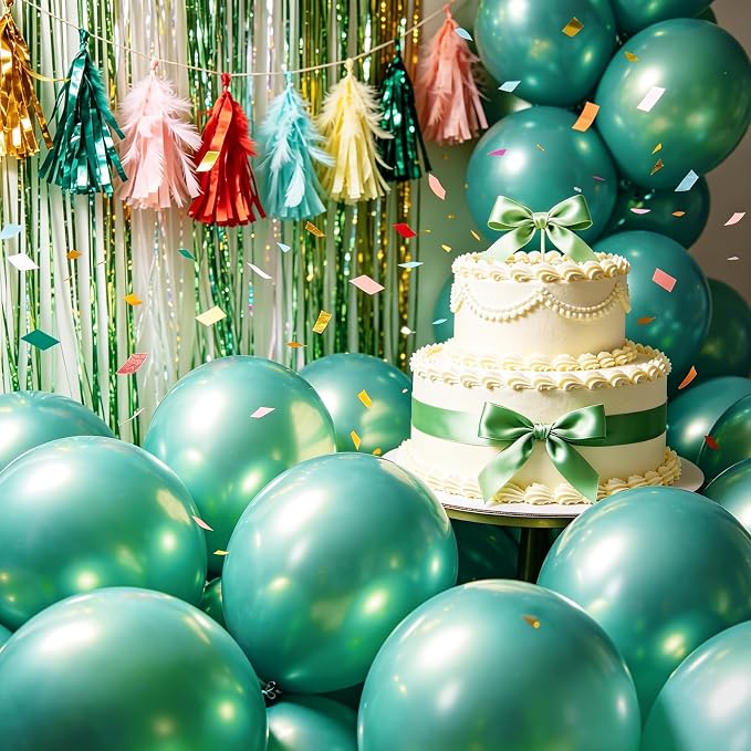 100pcs Metallic Green Balloons 12 inch Apple Lime Green Round Latex balloon | - Image 3