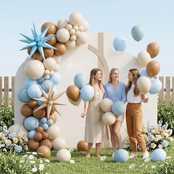 Blue and Brown Balloons, 12 Inch Macaron Blue Nude Brown Latex Balloons - Image 8