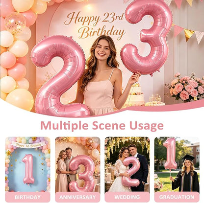 Pastel Pink 10 Balloons, 40 Inch Large Light Pink Foil Number Balloons 0-10 - Image 7