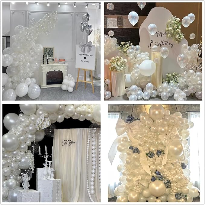 412pcs Pearl White Balloons Different Sizes 18 12 10 5 Inch - Image 6