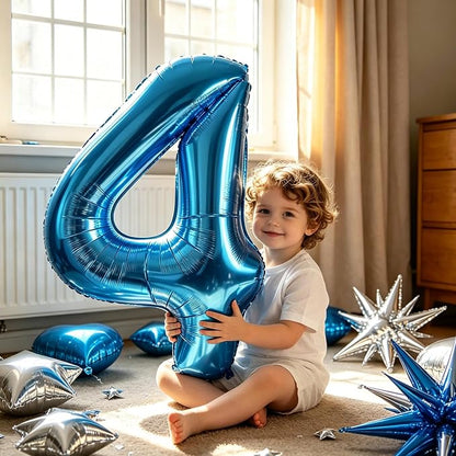 TONIFUL 4th Birthday Balloons Kit 40 Inch Blue Large Number 4 Foil Balloon | - Image 3