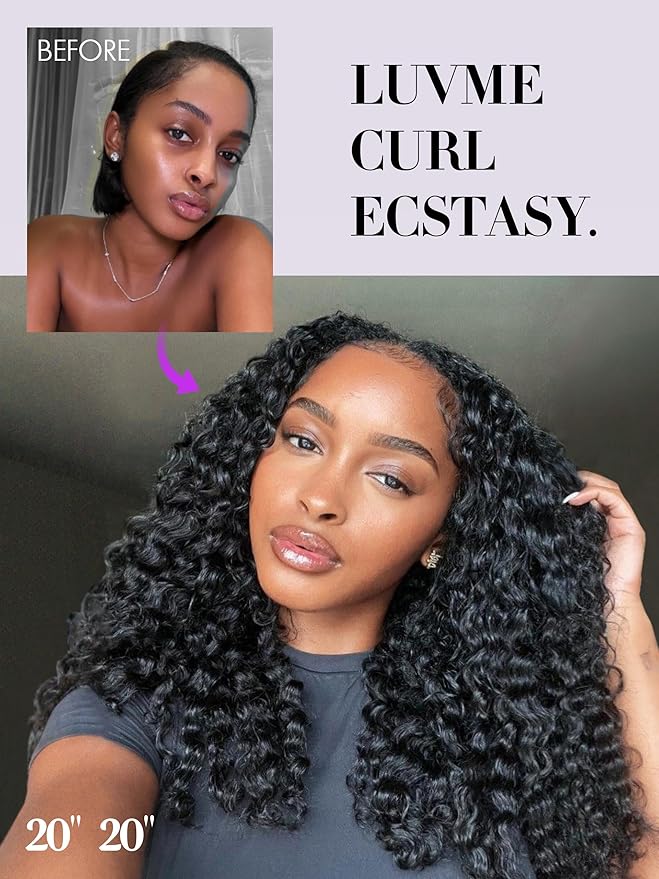 LUVME Burmese Curly Clip in Hair Extensions Real Human Hair Messy Curly Clip Ins Fullness with 1 Pack for Women Brazilian Remy Human Hair Natural Black 135g 14Inch