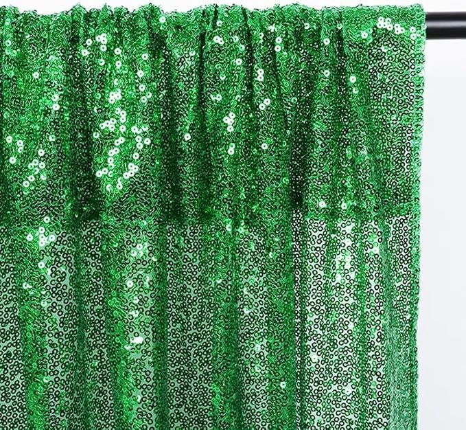 Eternal Beauty Green Sequin Backdrop Curtains, 2 Panels 2x8FT | 3mm Sparkle - Image 8