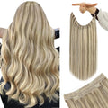 YoungSee 130G Wire Hair Extensions Real Human Hair Brown Highlight Blonde Wire Human Hair Extensions Highlights Brown to Blonde Invisible Couture Hair Extension for Natural Look 22Inch