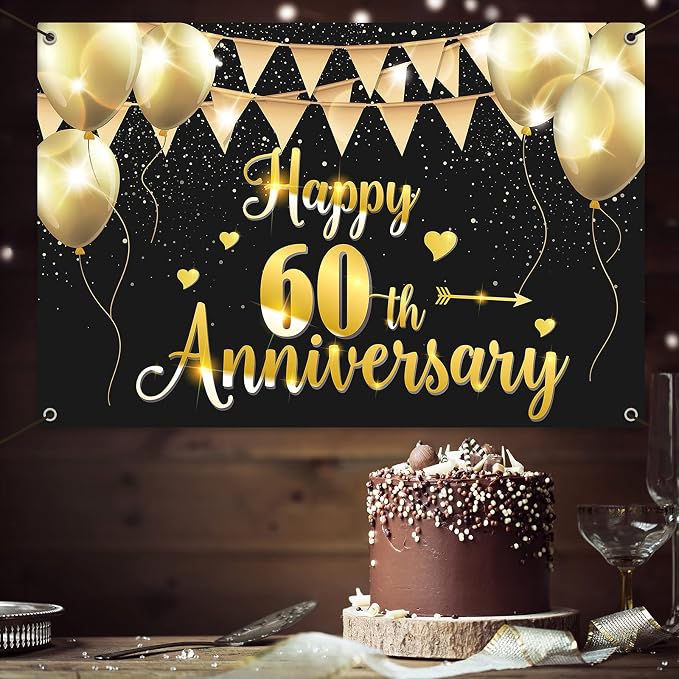 HAMIGAR 6x4ft Happy 60th Anniversary Banner Backdrop - Image 5