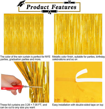 8 Pack 2026 Graduation Party Decorations, 3.28 FT x 7.05 FT Gold Backdrop - Image 4