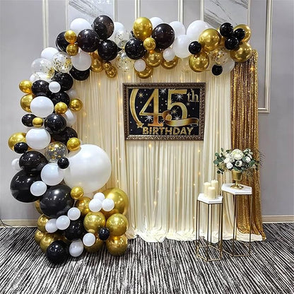 Isndare Black and Gold Confetti Balloons, 12 Inch Black Metallic Gold Latex - Image 7