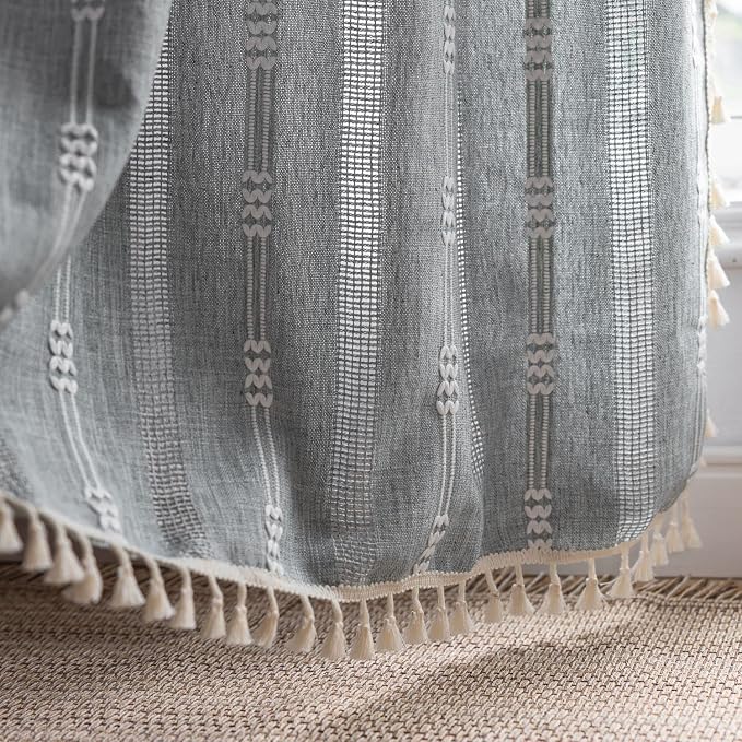 Boho Embroidery Striped Farmhouse Curtains - Image 8