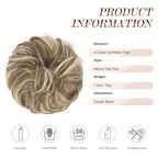 FESHFEN Messy Bun Hair Piece - Large Elastic Wavy Curly Hair Bun Scrunchies Ponytail Extensions Synthetic Chignon Hairpieces for Women, Brunette & Blonde 1.94oz