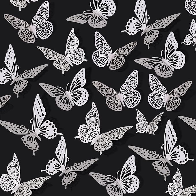 SAOROPEB 3D Butterfly Wall Decor 48 Pcs Pearl White Butterfly Decorations | 4 by SAOROPEB