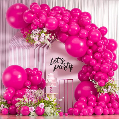 114pcs Hot Pink Balloon Garland Arch kit, 18 12 10 5 inch Latex Balloons | by ZizasAry
