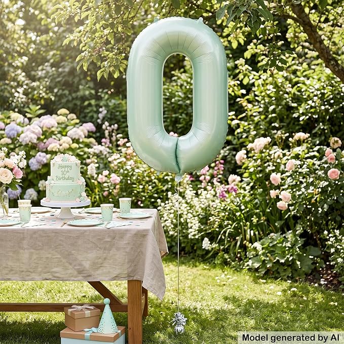 40 Inch Olive Green Number 0 Foil Balloon - Image 4