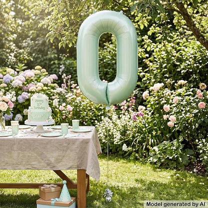 40 Inch Olive Green Number 0 Foil Balloon - Image 4